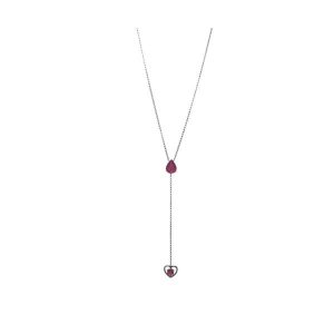 Rubelite tourmaline dangling chain necklace