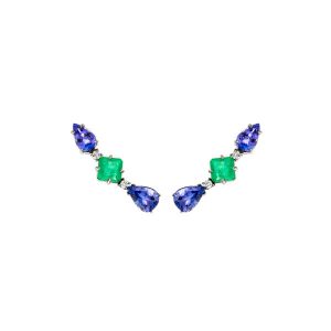 Tanzanite and emerald cuff earrings