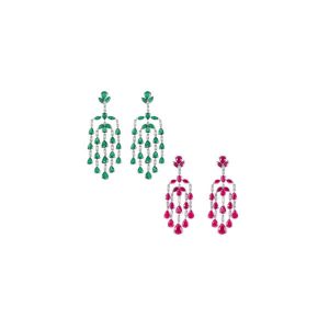 16. Emerald and ruby chandelier earrings