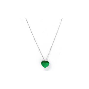 21. Emerald heart four prong necklace