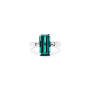 25. Talon tip tourmaline and baguette diamond ring