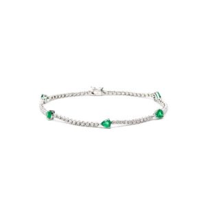 Pear shape Emerald and diamond tennis bracelet