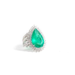 Pear Emerald double maracanã ring