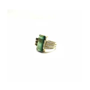 Tourmaline and diamond grip ring