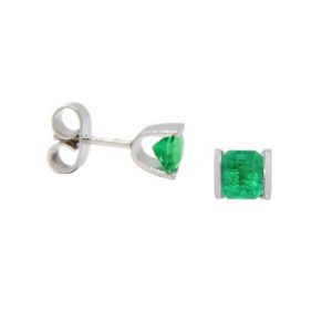 Emerald bar setting stud earrings 5.25ctw