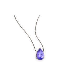 Black gold pear tanzanite necklace 4.87ctw