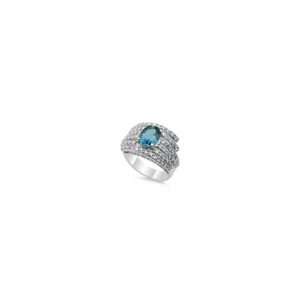 Degrader aquamarine and diamond ring