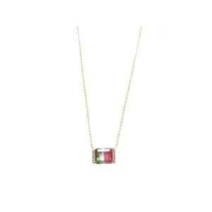 Bi color tourmaline diamond bar set necklace