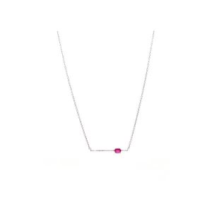 Diamond bar and oval ruby necklace