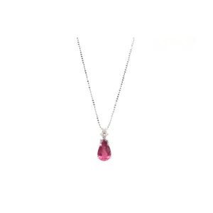 Rubellite tourmaline and diamond cluster top pendantp 3