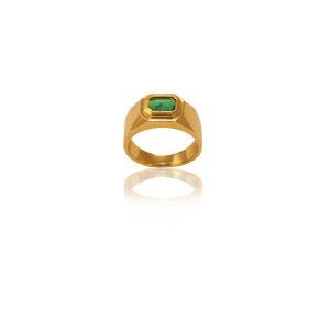 Roundasquare bezel set emerald ring 3.15ctw