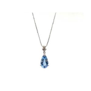 Drop aquamarine and diamond cluster top pendant