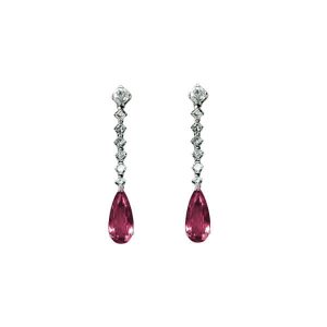 Rubellite tourmaline dangling drop earrings