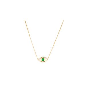 Evil eye emerald and diamond necklace