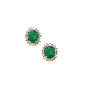 Halo emerald stud earrings 6.00ctw