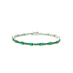 Oval and round emerald tennis bracelet 2.99ctw