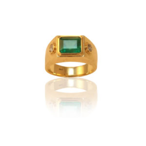 Mariner bezel set emerald and diamond ring